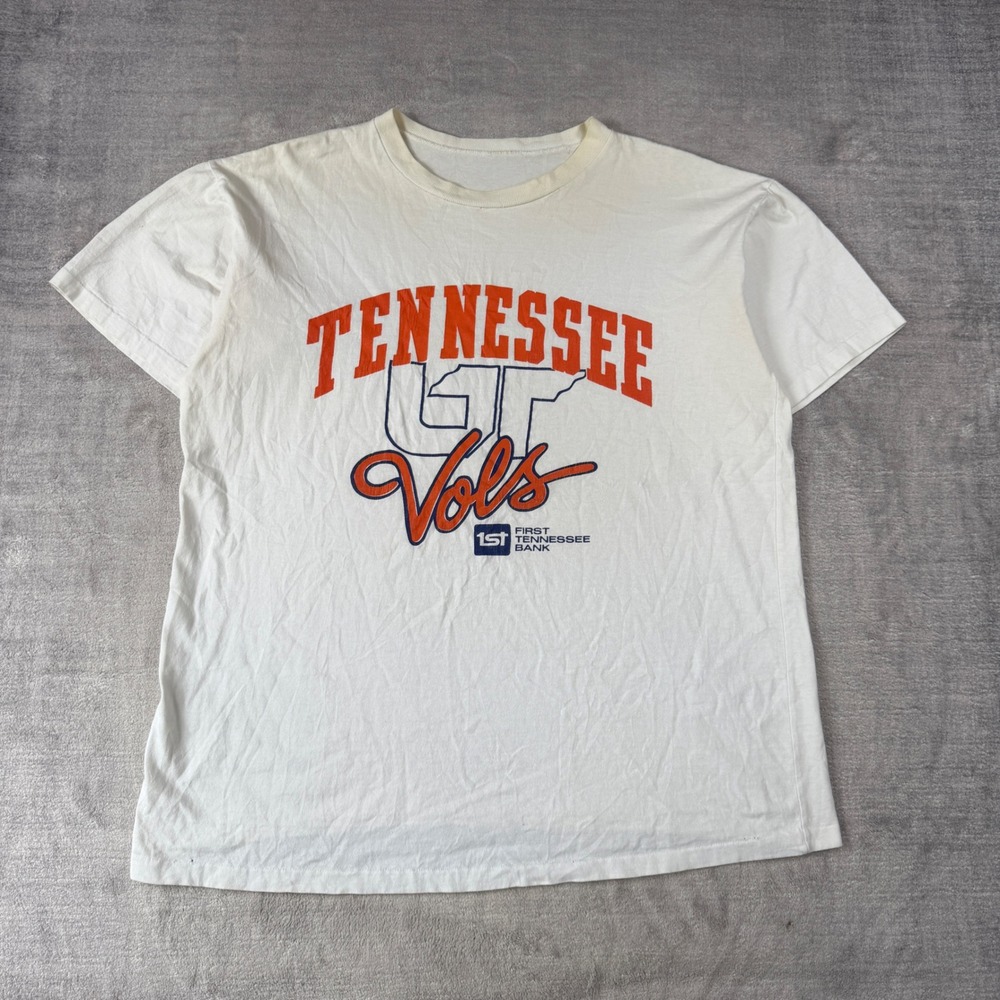 Vintage Tennessee Vols Shirt Mens XL White Graphic Single Stitch NCAA College